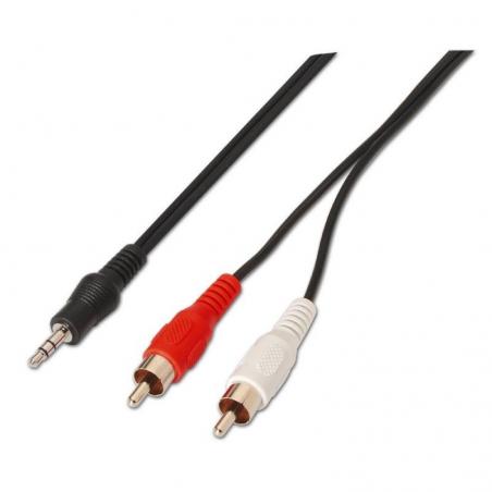 Cable Estéreo Aisens A128-0147/ Jack 3.5 Macho - 2x RCA Macho/ 1.5m/ Negro - Imagen 1