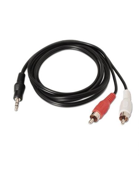 Cable Estéreo Aisens A128-0147/ Jack 3.5 Macho - 2x RCA Macho/ 1.5m/ Negro - Imagen 2