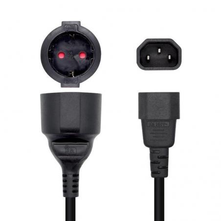 Adaptador Alimentación Aisens A132-0467/ C14 Macho - CEE7 Hembra/ 25cm/ Negro - Imagen 1