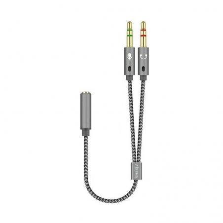 Adaptador Aisens A128-0417/ Jack 3.5 Hembra - 2x Jack 3.5 Macho/ 25cm/ Gris - Imagen 1