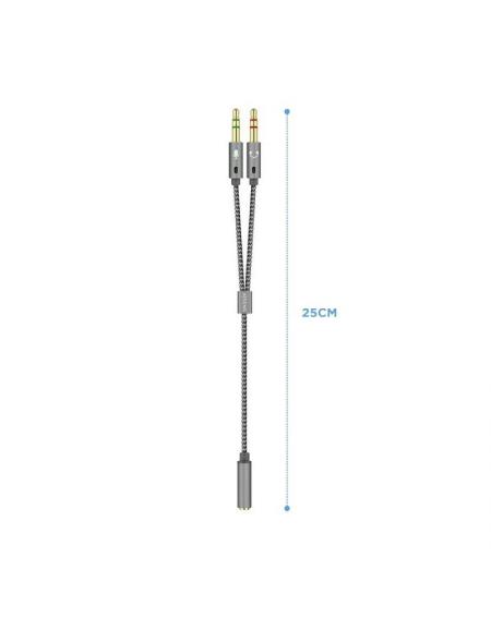 Adaptador Aisens A128-0417/ Jack 3.5 Hembra - 2x Jack 3.5 Macho/ 25cm/ Gris - Imagen 2