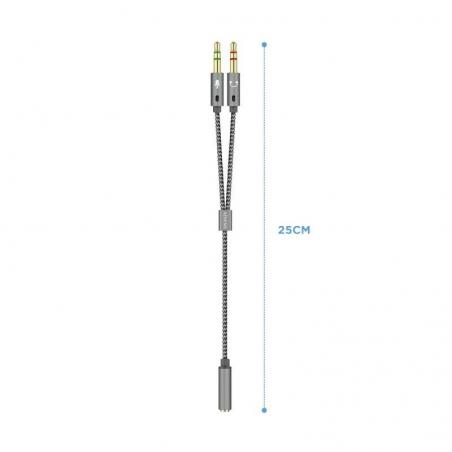 Adaptador Aisens A128-0417/ Jack 3.5 Hembra - 2x Jack 3.5 Macho/ 25cm/ Gris - Imagen 2