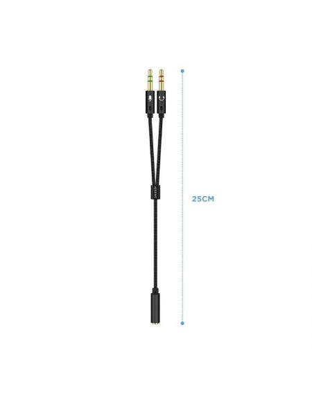 Adaptador Aisens A128-0418/ Jack 3.5 Hembra - 2x Jack 3.5 Macho/ 25cm/ Negro - Imagen 2