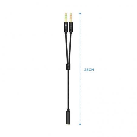 Adaptador Aisens A128-0418/ Jack 3.5 Hembra - 2x Jack 3.5 Macho/ 25cm/ Negro - Imagen 2