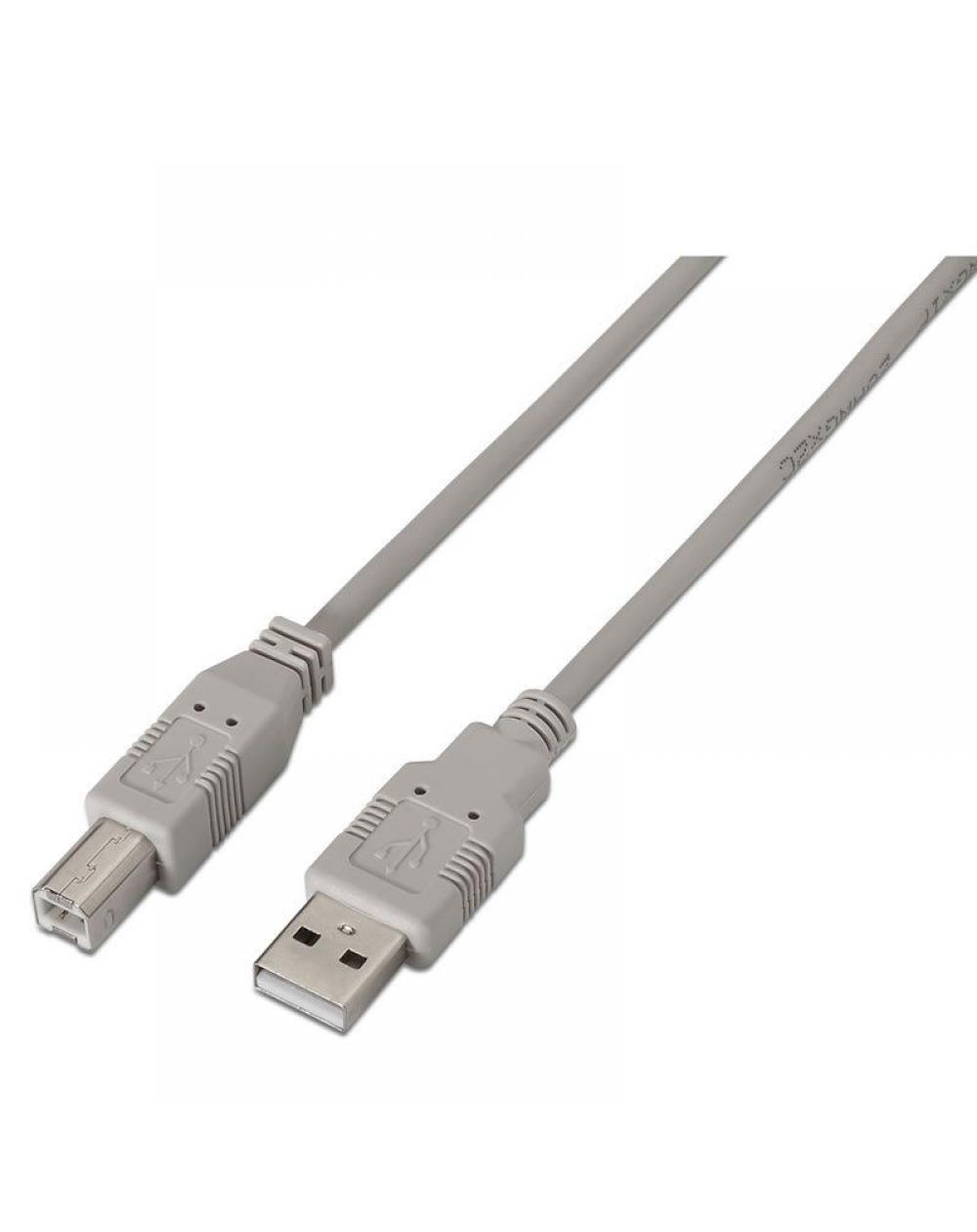 Cable USB 2.0 Impresora Aisens A101-0002/ USB Macho - USB Macho/ 1.8m/ Beige - Imagen 1