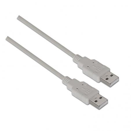 Cable USB 2.0 Aisens A101-0022/ USB Macho - USB Macho/ 2m/ Beige - Imagen 1