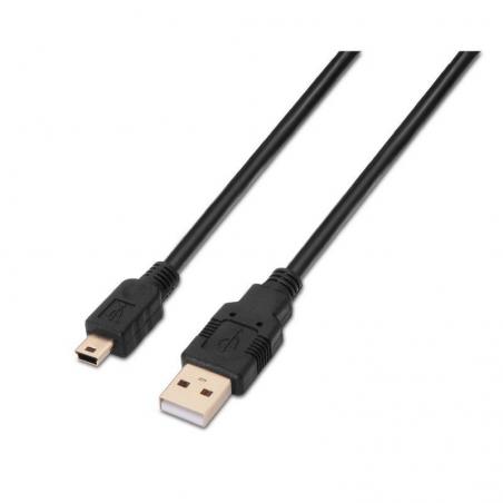 Cable USB 2.0 Aisens A101-0023/ USB Macho - USB Mini Macho/ 0.5m/ Negro - Imagen 1