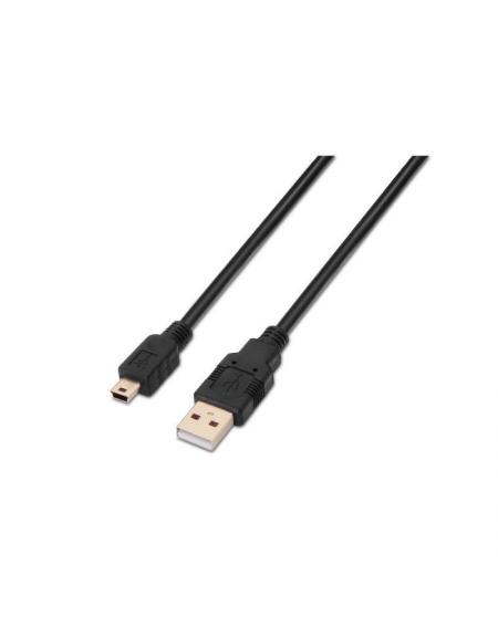 Cable USB 2.0 Aisens A101-0026/ USB Macho - USB Mini Macho/ 3m/ Negro - Imagen 1