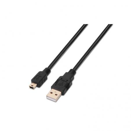 Cable USB 2.0 Aisens A101-0026/ USB Macho - USB Mini Macho/ 3m/ Negro - Imagen 1