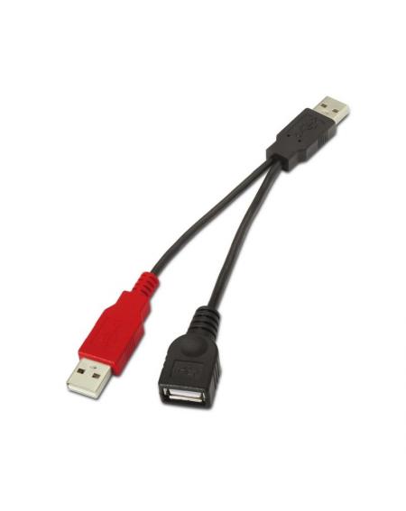 Cable USB 2.0 + Alimentación Aisens A101-0030/ USB Hembra + USB Macho - USB Macho/ 15cm/ Negro/ Rojo - Imagen 2