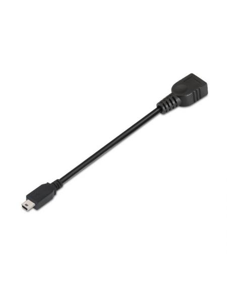 Cable USB 2.0 Aisens A101-0033/ USB Mini Macho - USB Hembra/ 15cm/ Negro - Imagen 1