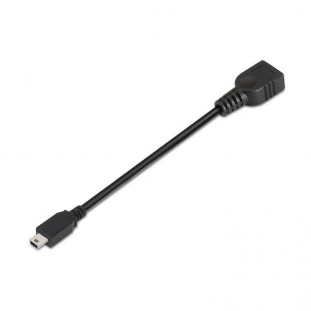 Cable USB 2.0 Aisens A101-0033/ USB Mini Macho - USB Hembra/ 15cm/ Negro - Imagen 1