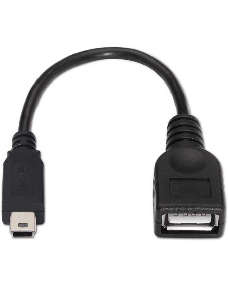 Cable USB 2.0 Aisens A101-0033/ USB Mini Macho - USB Hembra/ 15cm/ Negro - Imagen 2