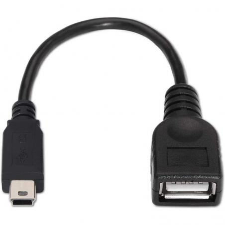 Cable USB 2.0 Aisens A101-0033/ USB Mini Macho - USB Hembra/ 15cm/ Negro - Imagen 2