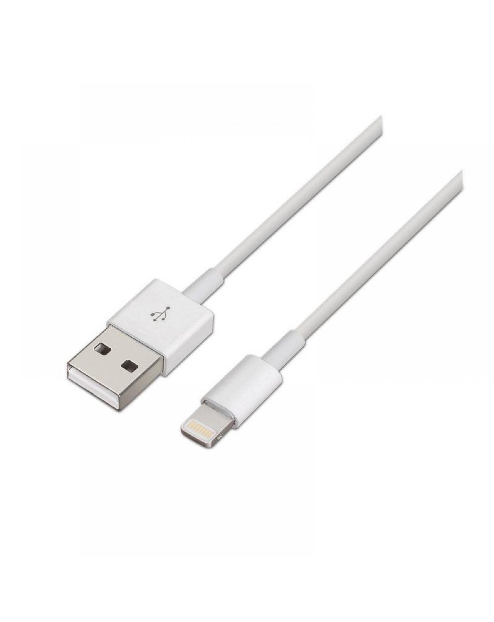 Cable Lightning Aisens A102-0035/ USB Macho - Lightning Macho/ 1m/ Blanco - Imagen 1