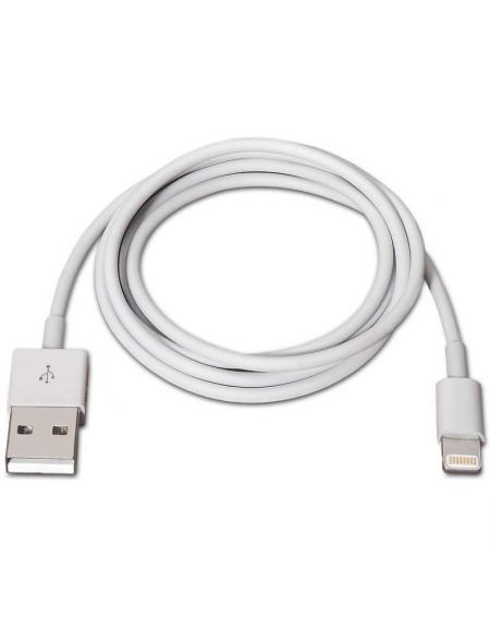 Cable Lightning Aisens A102-0035/ USB Macho - Lightning Macho/ 1m/ Blanco - Imagen 2