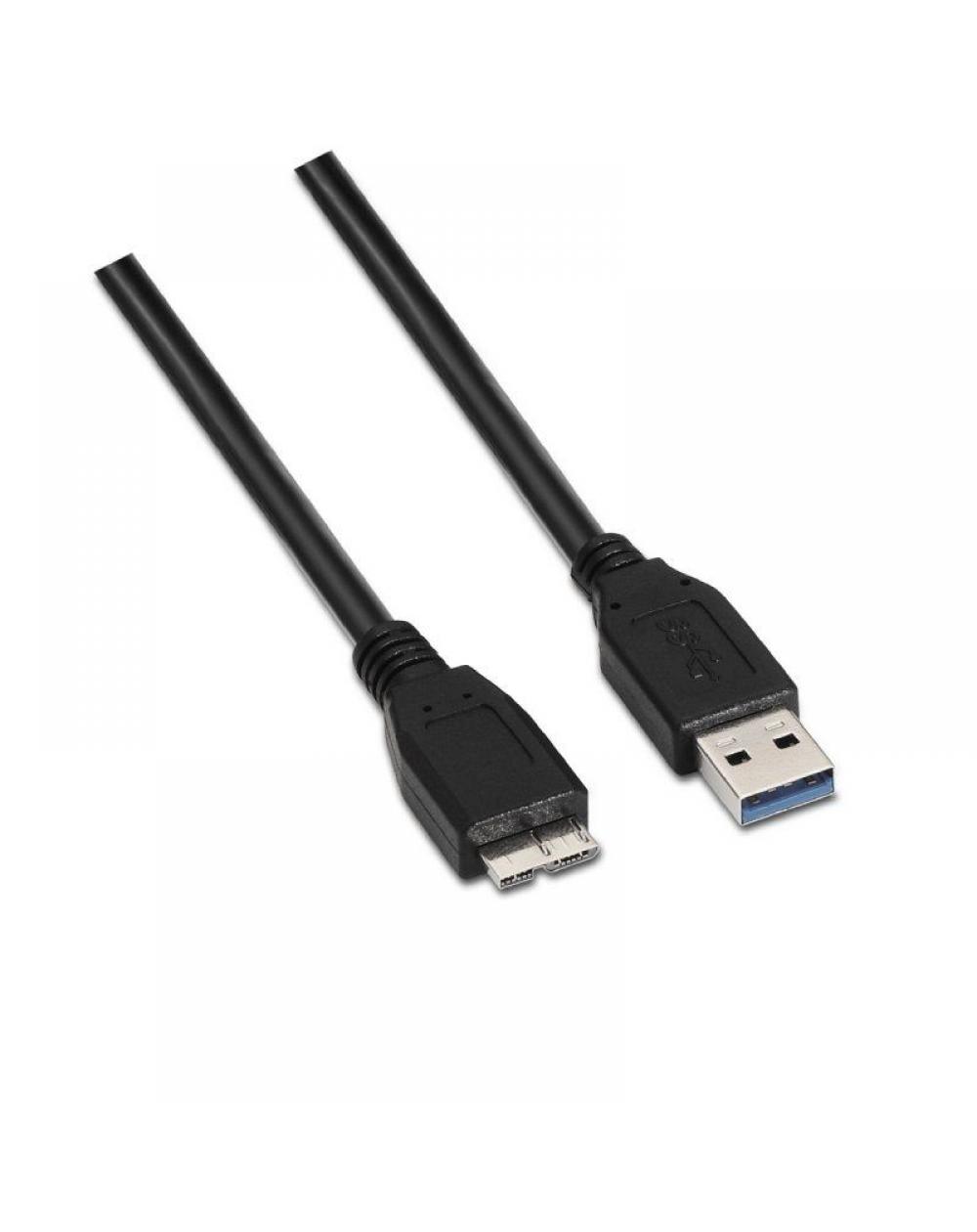 Cable USB 3.0 Aisens A105-0043/ USB Macho - MicroUSB Macho/ 1m/ Negro - Imagen 1