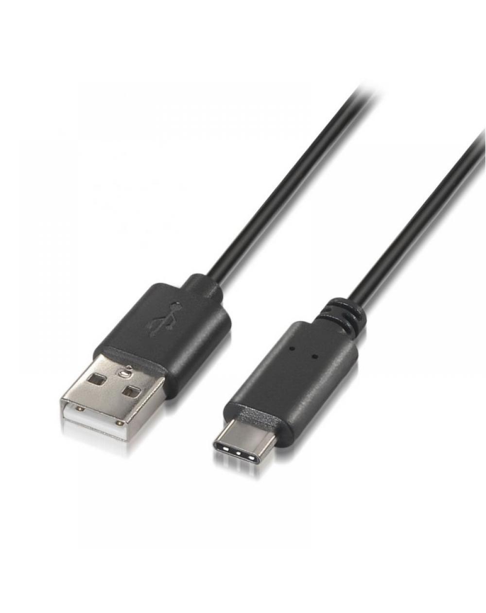Cable USB 2.0 Tipo-C Aisens A107-0050/ USB Tipo-C Macho - USB Macho/ 0.5m/ Negro - Imagen 1