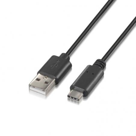 Cable USB 2.0 Tipo-C Aisens A107-0052/ USB Tipo-C Macho - USB Macho/ 2m/ Negro - Imagen 1