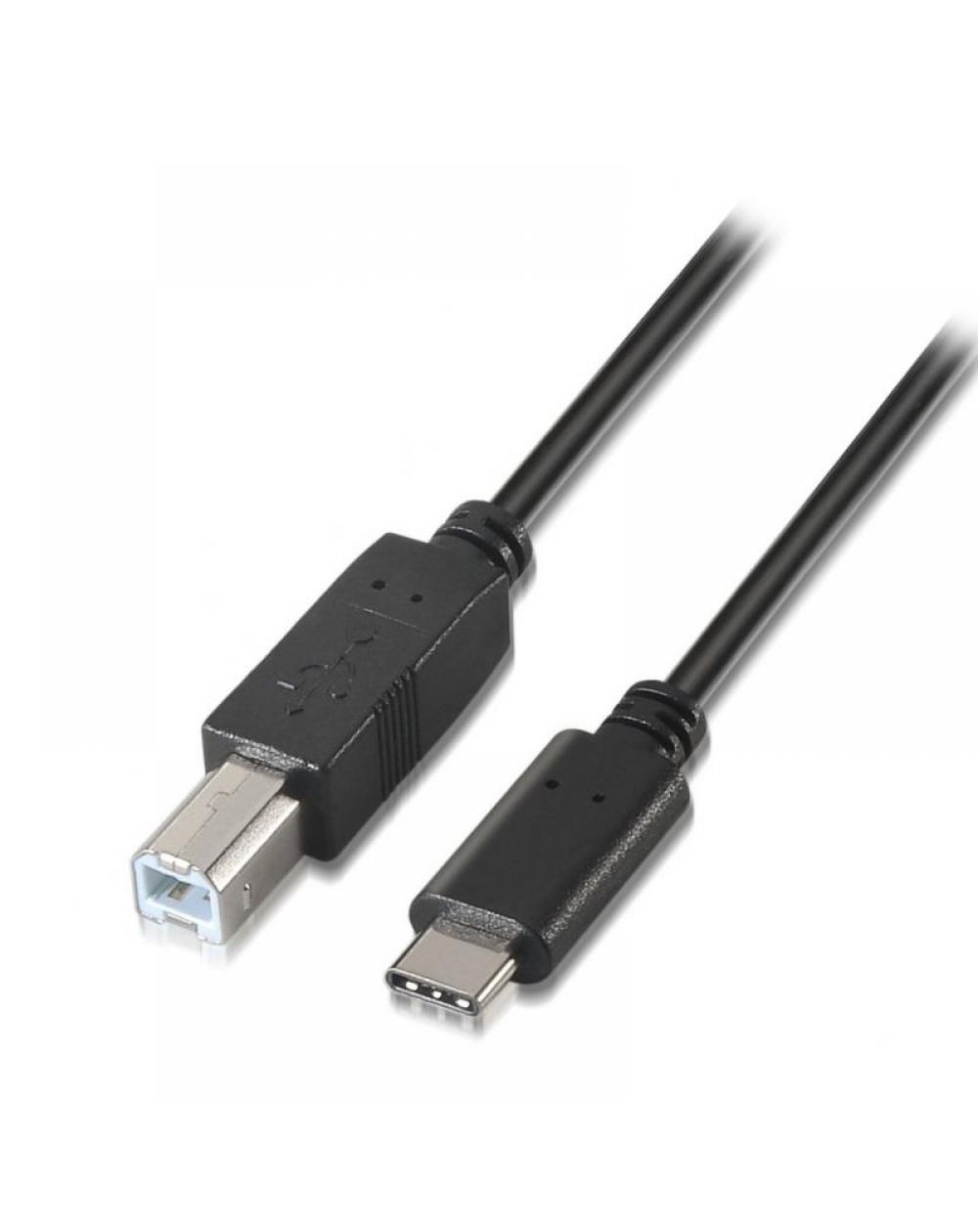 Cable USB 2.0 Impresora Aisens A107-0053/ USB Tipo-C Macho - USB Macho/ 1m/ Negro - Imagen 1