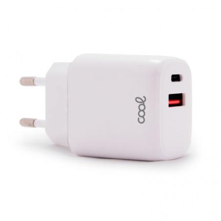 Cargador Red Universal Fast Charger (PD) Dual Tipo-C / USB COOL (20W) Blanco - Imagen 1