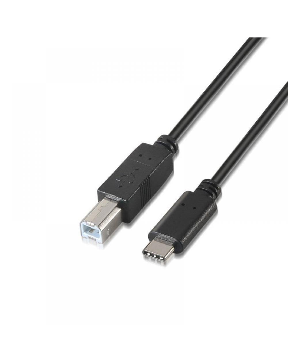 Cable USB 2.0  Impresora Aisens A107-0054/ USB Tipo-C Macho - USB Macho/ 2m/ Negro - Imagen 1