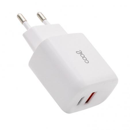 Cargador Red Universal Fast Charger (PD) Dual Tipo-C / USB COOL (20W) Blanco - Imagen 3