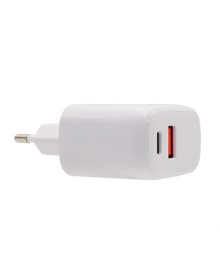 Cargador Red Universal Fast Charger (PD) Dual Tipo-C / USB COOL (20W) Blanco - Imagen 6