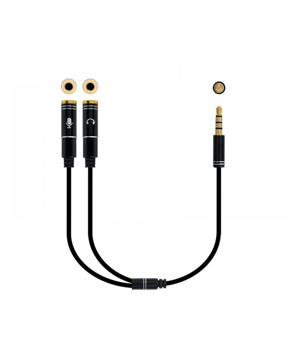 Adaptador Audio Nanocable 10.24.1202/ Jack 3.5 Macho - 2x Jack 3.5 Hembra/ 30cm/ Negro - Imagen 1