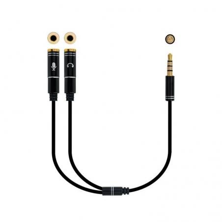 Adaptador Audio Nanocable 10.24.1202/ Jack 3.5 Macho - 2x Jack 3.5 Hembra/ 30cm/ Negro - Imagen 1