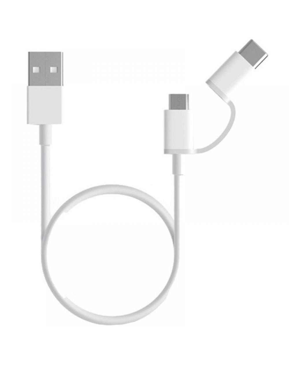 Cable USB 2.0 Xiaomi Mi 2-in-1 USB Cable SJV4082TY USB Macho - Micro USB Macho/ USB Tipo-C Macho/ 1m/ Blanco - Imagen 1