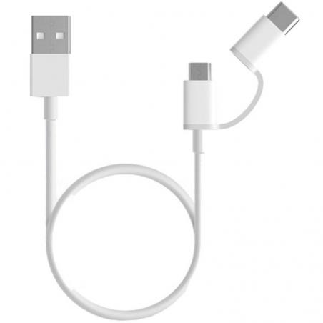 Cable USB 2.0 Xiaomi Mi 2-in-1 USB Cable SJV4082TY USB Macho - Micro USB Macho/ USB Tipo-C Macho/ 1m/ Blanco - Imagen 1