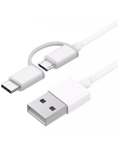 Cable USB 2.0 Xiaomi Mi 2-in-1 USB Cable SJV4082TY USB Macho - Micro USB Macho/ USB Tipo-C Macho/ 1m/ Blanco - Imagen 2
