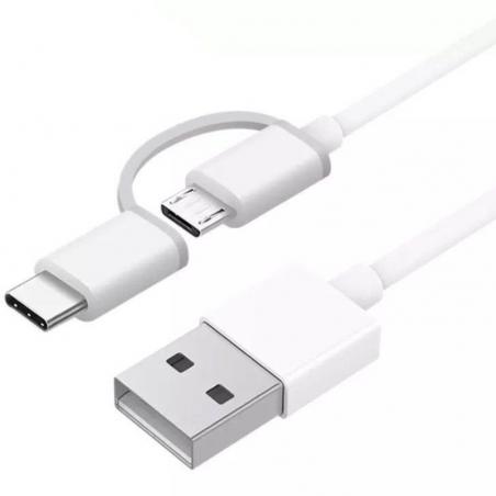 Cable USB 2.0 Xiaomi Mi 2-in-1 USB Cable SJV4082TY USB Macho - Micro USB Macho/ USB Tipo-C Macho/ 1m/ Blanco - Imagen 2