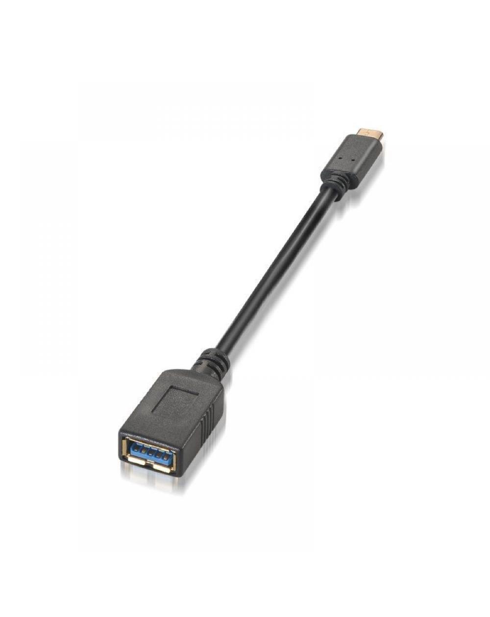 Cable USB 3.1 Aisens A107-0062/ USB Tipo-C Macho - USB Hembra/ 15cm/ Negro - Imagen 1