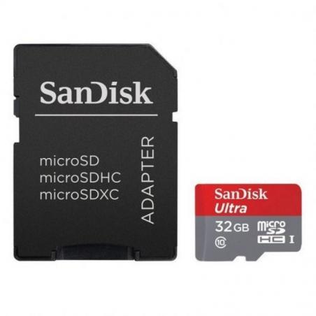 Tarjeta de Memoria SanDisk Ultra 32GB microSD HC UHS-I con Adaptador/ Clase 10/ 120MBs