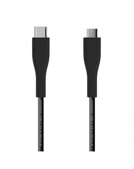 Cable USB 2.0 Aisens A107-0349/ USB Tipo-C Macho - MicroUSB Macho/ 1m/ Negro - Imagen 1