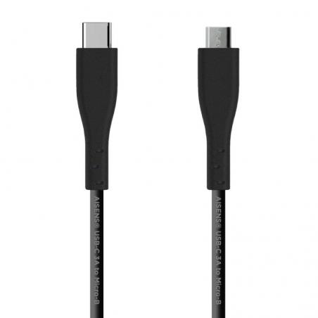 Cable USB 2.0 Aisens A107-0349/ USB Tipo-C Macho - MicroUSB Macho/ 1m/ Negro - Imagen 1