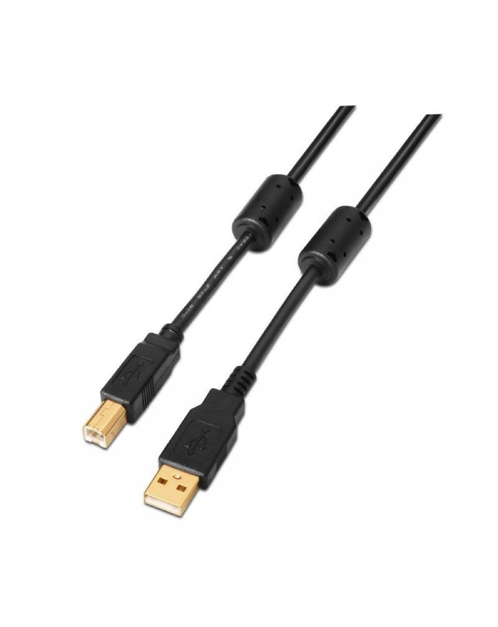 Cable USB 2.0 Impresora Aisens A101-0010/ USB Macho - USB Macho/ 3m/ Negro