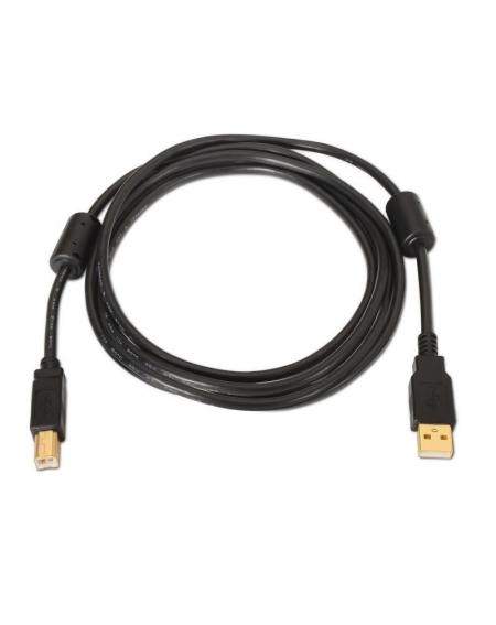 Cable USB 2.0 Impresora Aisens A101-0010/ USB Macho - USB Macho/ 3m/ Negro