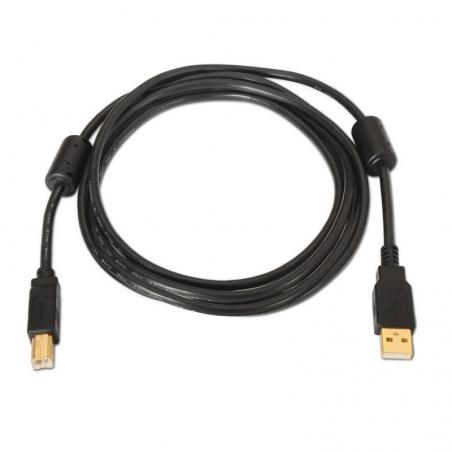 Cable USB 2.0 Impresora Aisens A101-0010/ USB Macho - USB Macho/ 3m/ Negro