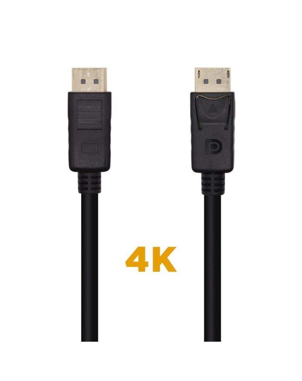 Cable Displayport 1.2 4K Aisens A124-0455/ Displayport Macho - Displayport Macho/ 1m/ Negro