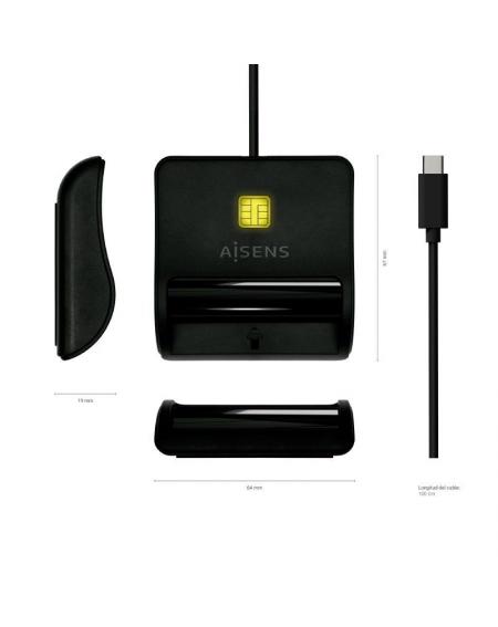 Lector de DNI USB-C Aisens ASCR-SN03C-BK/ Negro