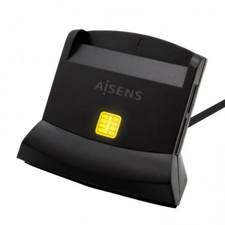 Lector de DNI y Tarjetas USB-C Aisens ASCR-SN04CSD-BK/ Negro