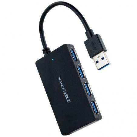 Hub USB 3.0 Nanocable 10.16.4403/ 4 Puertos USB/ Negro