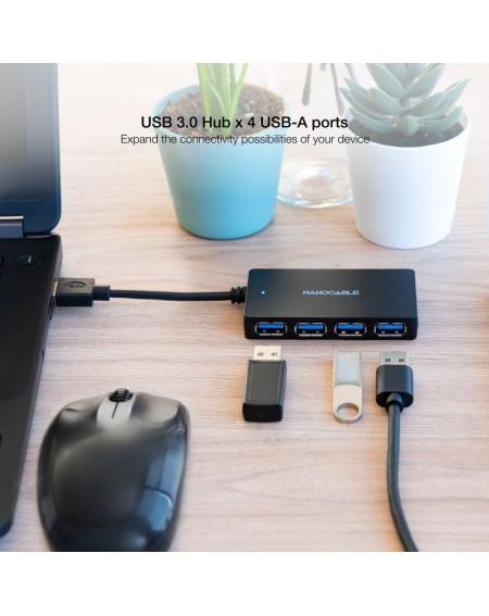 Hub USB 3.0 Nanocable 10.16.4403/ 4 Puertos USB/ Negro