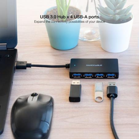 Hub USB 3.0 Nanocable 10.16.4403/ 4 Puertos USB/ Negro