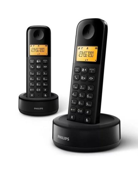 Teléfono Inalámbrico Philips D1602B/34/ Pack DUO/ Negro