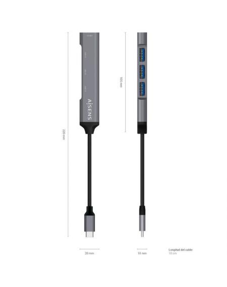 Hub USB 3.1 Tipo-C Aisens A109-0541/ 4 Puertos USB