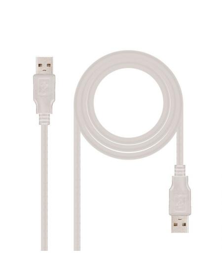 Cable USB 2.0 Nanocable 10.01.0302/ USB Macho - USB Macho/ 1m/ Beige